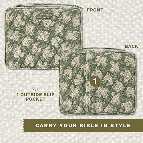 Miniatura 11 de Bella Taylor Funda acolchada para la Biblia para mujer, estuche grande para la Biblia de estudio, parche primitivo