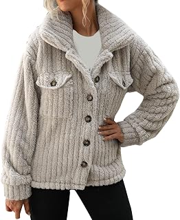 EMAlusher Fleece Jacket Women's Light Blue Winter Jacket Fluffy Winter Coat Breathable Warm Outdoor Jacket with Full Zip Softshell Jacket Bomber Jacket for Spring Summer Winter Autumn