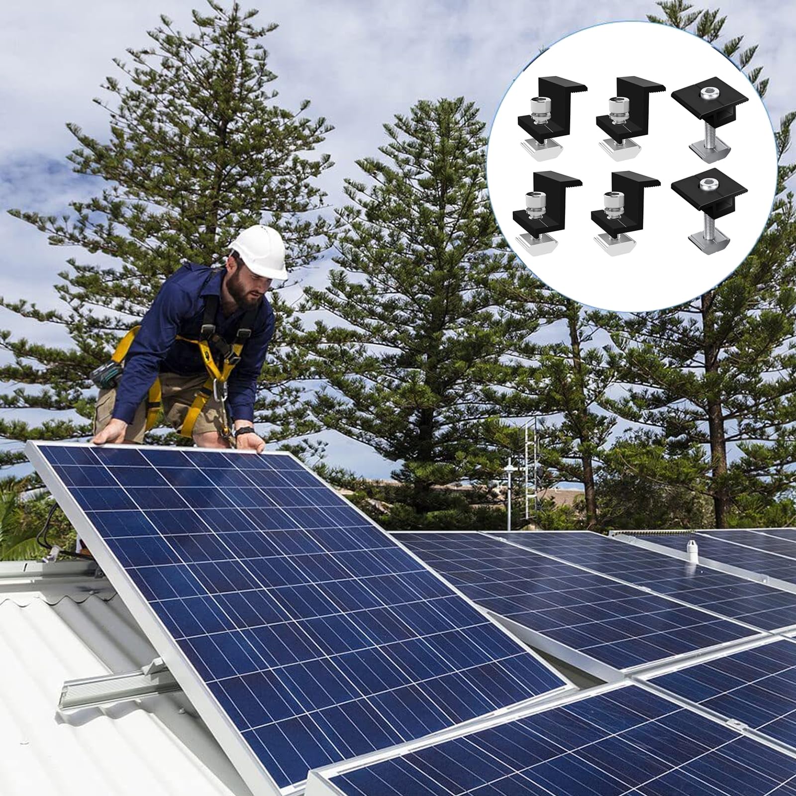 6 Supports Solaires Pour Toit Plat - Montage Panneaux Photovoltaïques | Balcon, Caravane, Maison