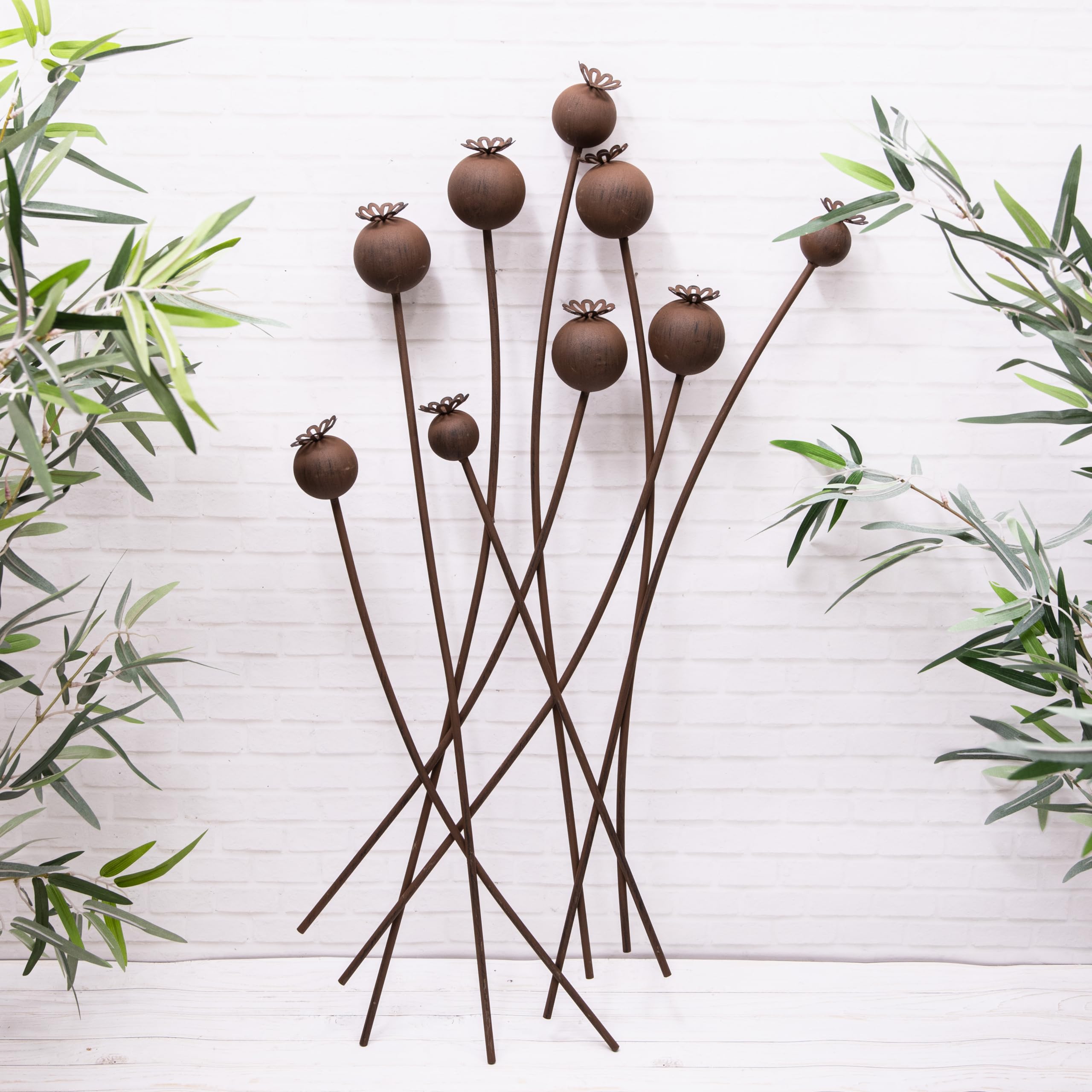 Annibells Large Poppy Head Rustic Metal Garden Plaque Decorative Wall Art 80 cms