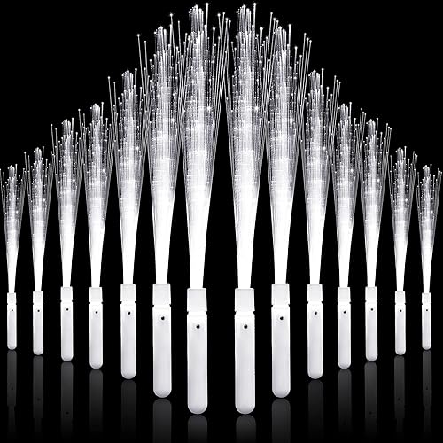 Varita de fibra óptica LED de 48 piezas de varitas de matrimonio largas con luces LED blancas para boda, palo de fibra óptica con 3 modos de luz