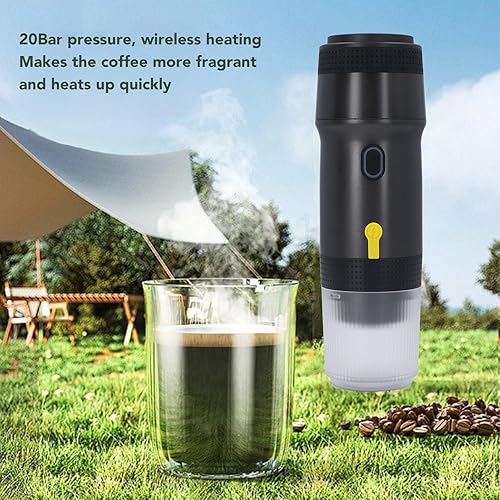 Miniatura 4 de Cafetera portátil de calentamiento rápido Cafetera de viaje para acampar 20 bares Cargador de coche USB Máquina de café eléctrica para acampar al