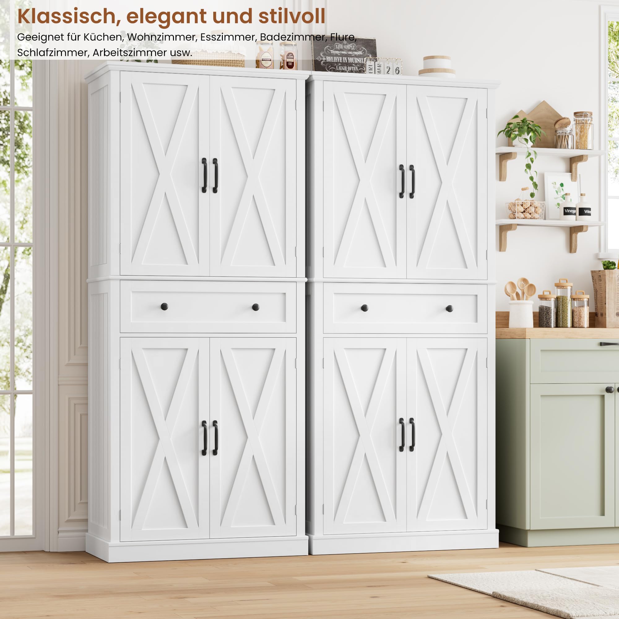 FirFurd 181cm hoher Küchenschrank, Buffetschrank, Hochschrank, Küchenbuffet