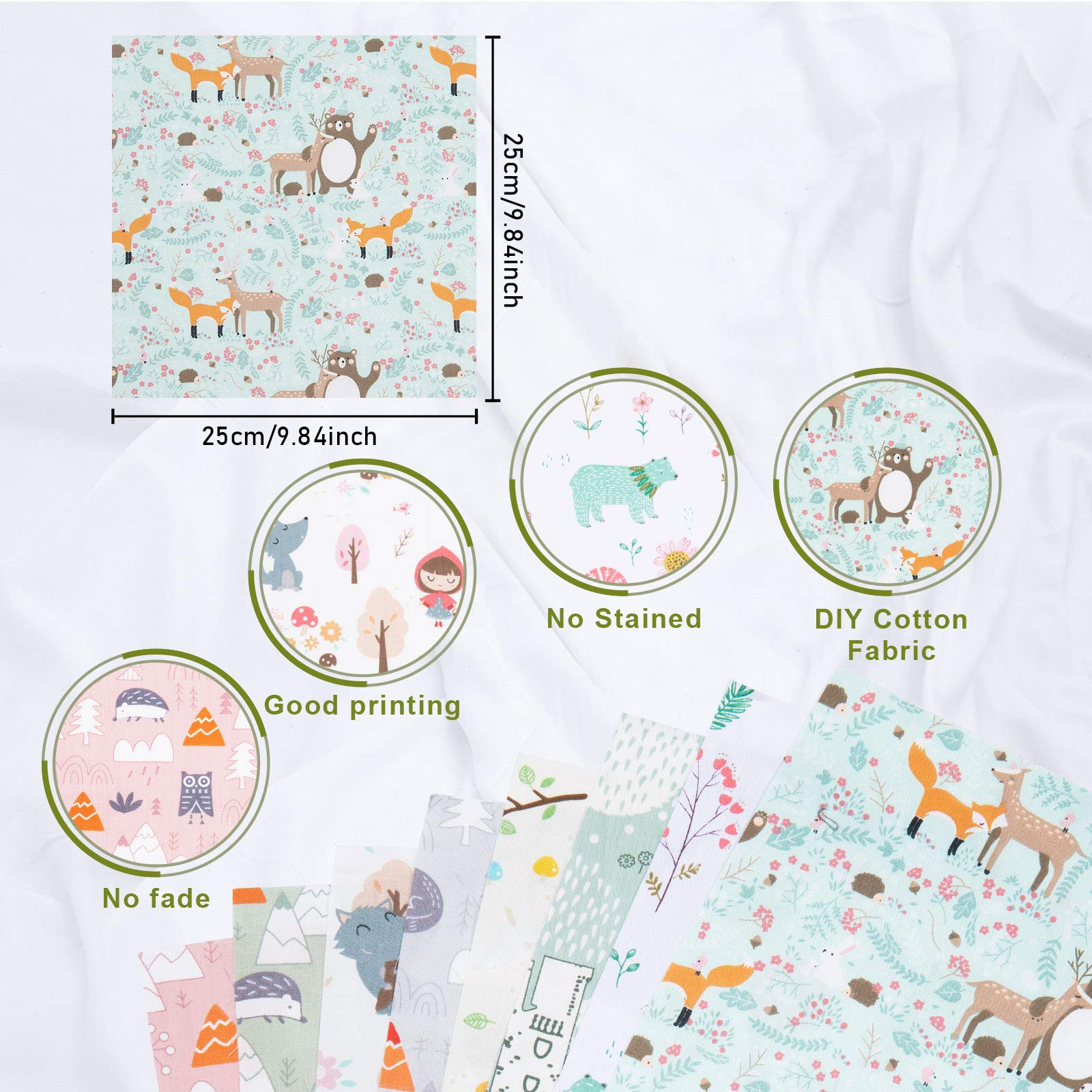 7 Tessuti Di Cotone 25x25 Cm - Strisce Floreali Vintage, Per Quilting E Cucito Fai Da Te - Foto 9