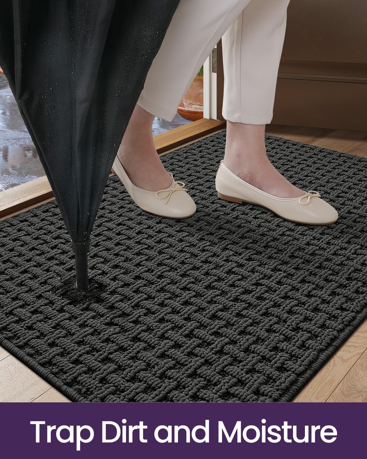 DEXI Front Entryway Door Mat Non Slip 36x60, Washable Entry Way Mats Inside Entrance Low Profile, Welcome Doormat Dirt Trapper for House Floor Home Porter Hall Backdoor Area, Dark Grey - Image 4