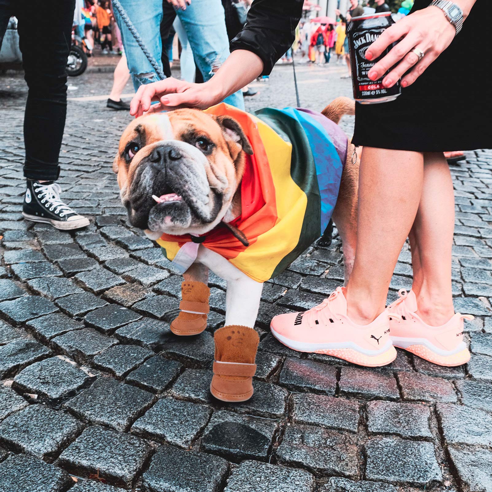 VANZACK 12pezzi Scarpe Invernali per Cani Stivaletti Pile Antiscivolo XXL per Protezione Condizioni Climatiche Avverse Colore caffè per Passeggiate e attività all Aperto