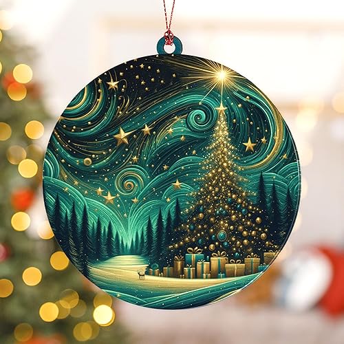 Miniatura 3 de Adorno de Navidad 2025, adorno de auroras boreales, hermosos adornos de Navidad de noche estrellada, regalos de noche estrellada, decoraciones de