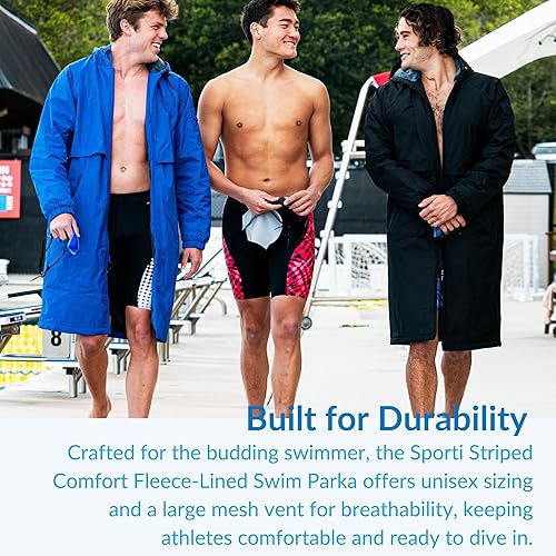 Vista 6 de Sporti Parka de natación unisex con forro polar de felpa cómodo, cremallera de múltiples bolsillos, abrigos de natación resistentes al agua