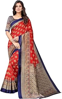 Women's Indian Sari Printed Art Silk Saree with Blouse Piece