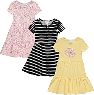 3-PC Girls Summer Dress Set - Short Sleeve Casual Skater Dresses - Buy now