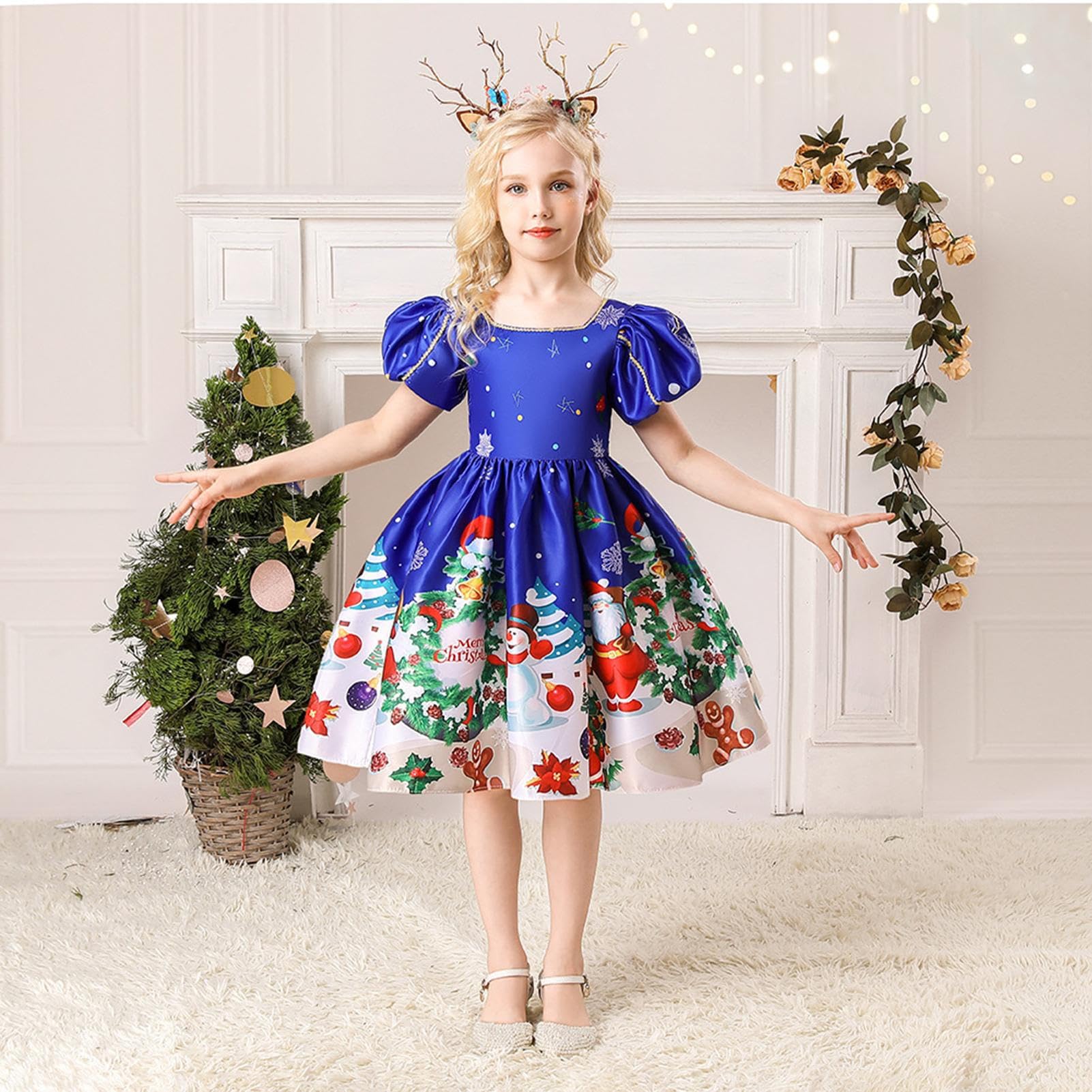 Girls Holiday Dress - Holiday Dresses for Girls | Print Gauze Twirly Short  Sleeves Skirt Formal Dress Girl Outfit Light Blue : Amazon.ca: Clothing,  Shoes & Accessories
