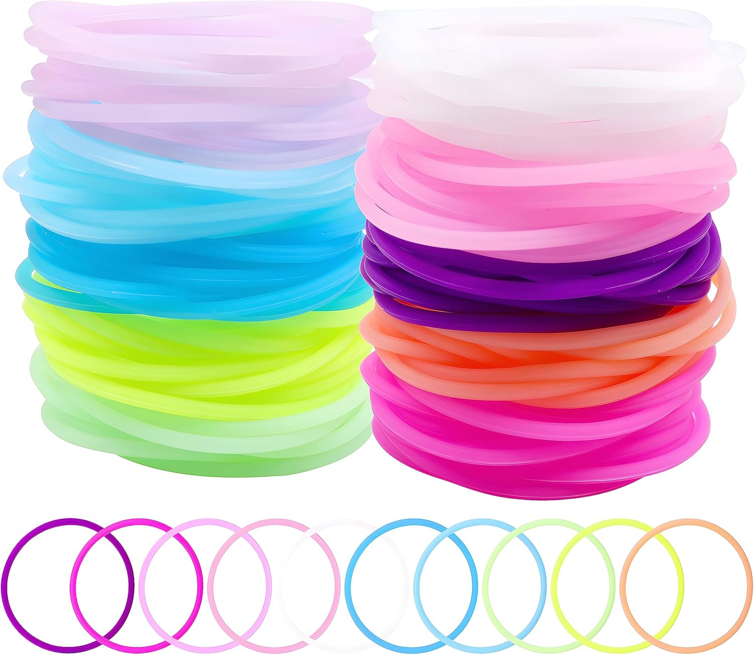 120 Pieces Jelly Silicone Bracelet 80s Accessories For