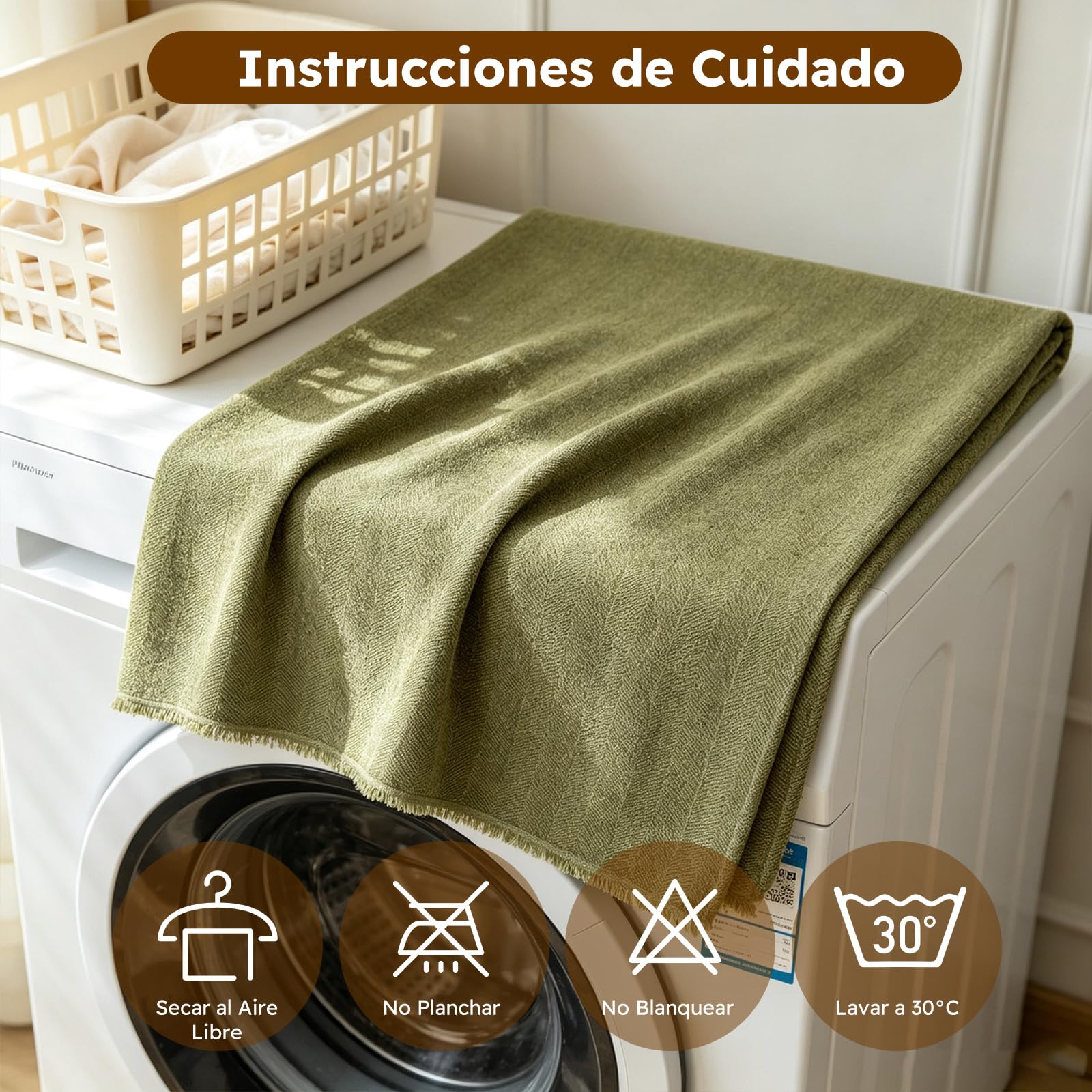 Manta Sofa Chenilla,Plaid Cama- Ultra Suave con Textura Espina de Pescado, Transpirable 4 Estaciones, Moderna y Confortable para Cama, Silla 230 * 180cm-Matcha Verde