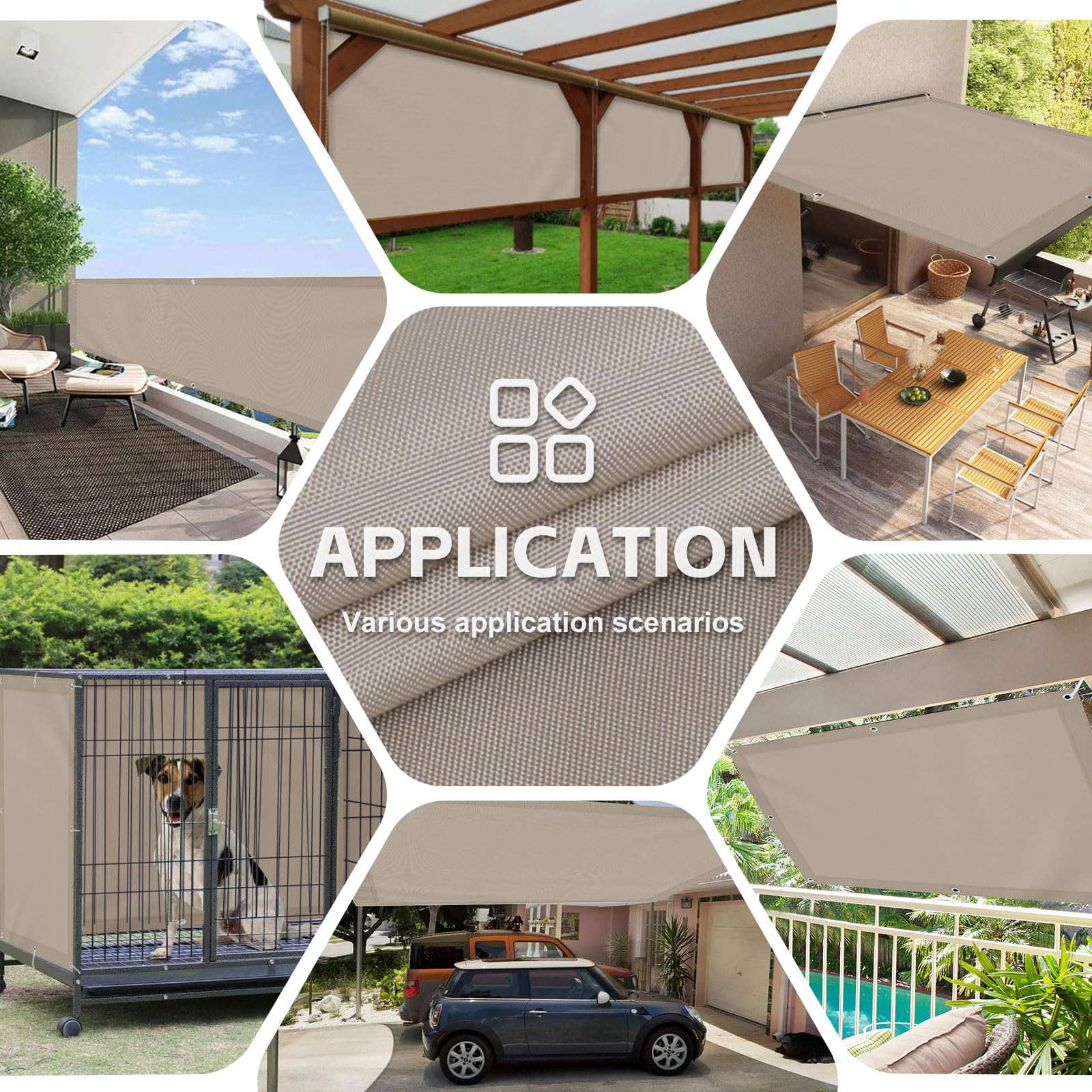 Sonnensegel Sonnenschutz 4x5m Balkon Sonnensegel Wasserdicht Rechteckig | Garten Schattierungsnetz 95% UV Schutz Wetterfest Segeltuch für Balkon Terrasse Garten, Khaki