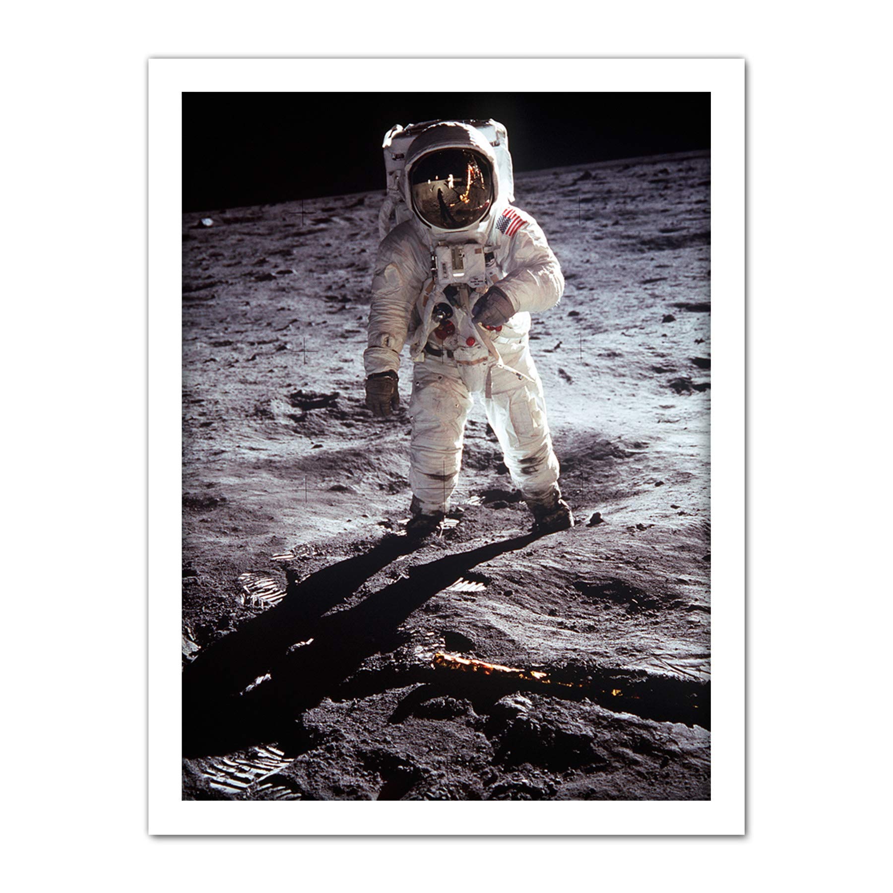 Artery8 Apollo 11 Astronaut Aldrin Armstrong 50th Anniversary Moon Landing Large Framed Art Print Poster Wall Decor 18x24 in
