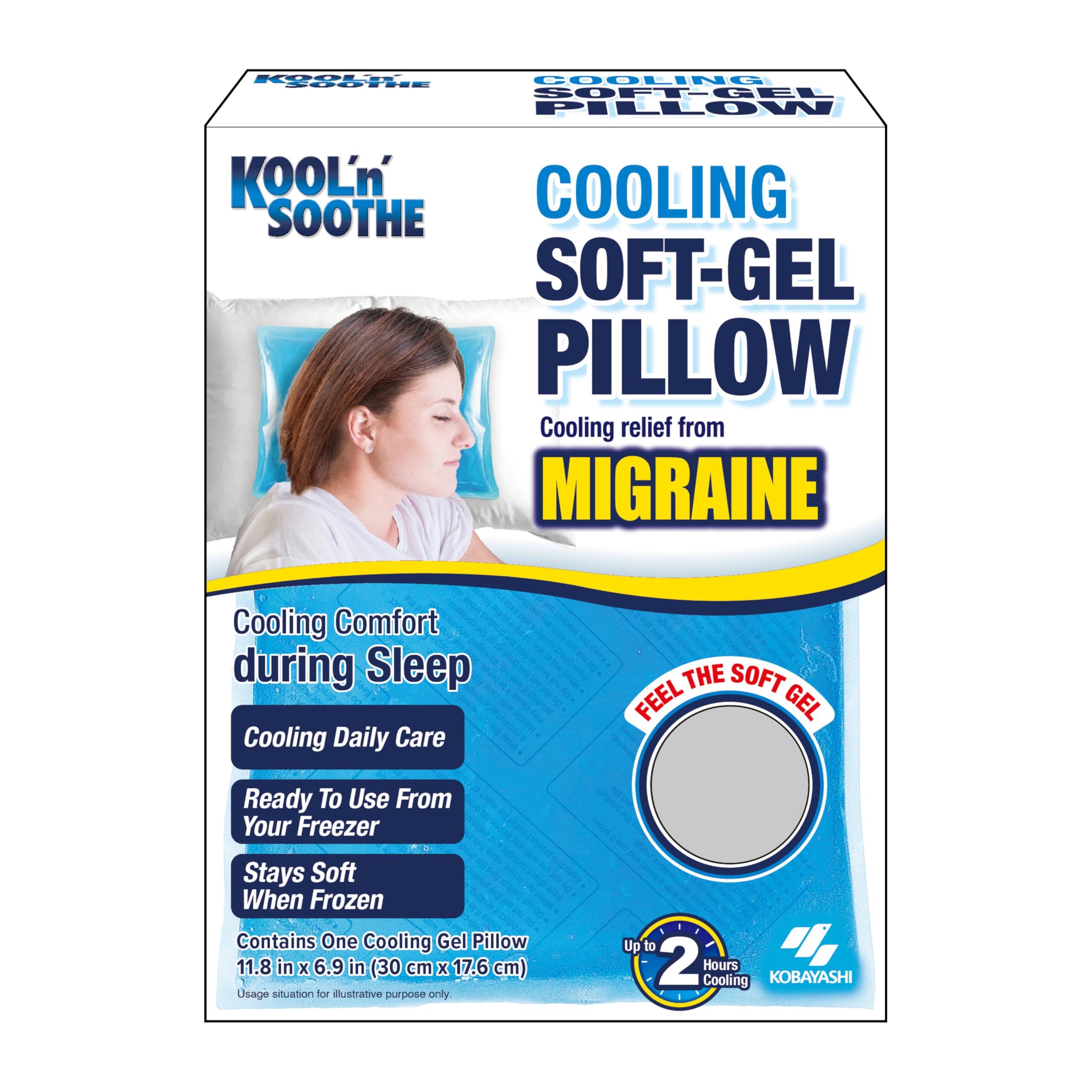 KOOL 'N' SOOTHE Cooling Gel Pillow/Large Size Reusable Cooling Gel Pillow/Immediate Cooling for Migraine in Hard to Reach/Larger Areas