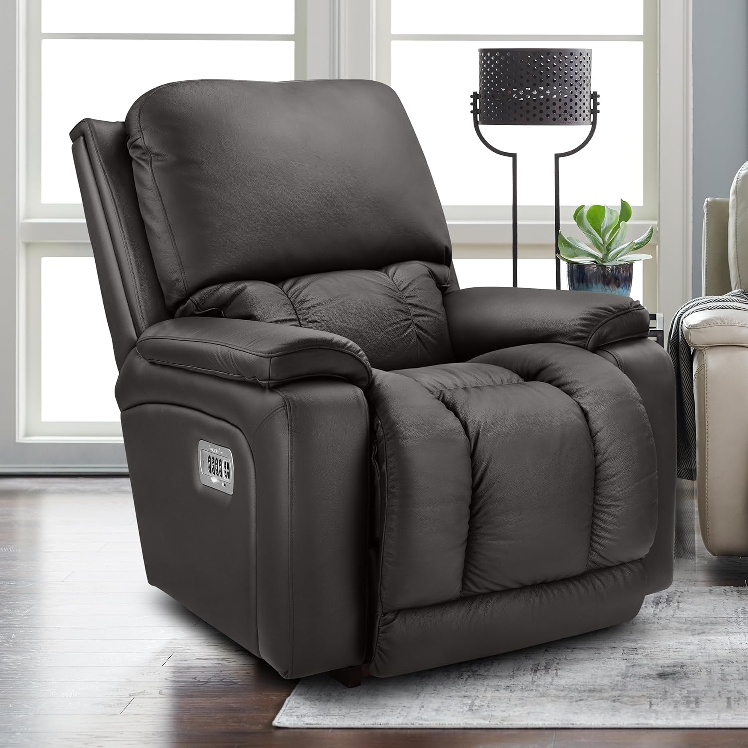 LA Z BOY American Imported Greyson Single Seater Auto Motorized Soft Leather 4 Motors Recliner Sofa | Relaxing Chair for Home Office Living Bed Room | Mocca LA Z BOY American Imported Greyson Single Seater Auto Motorized Soft Leather 4 Motors Recliner Sofa | Relaxing Chair for Home Office Living Bed Room | Mocca