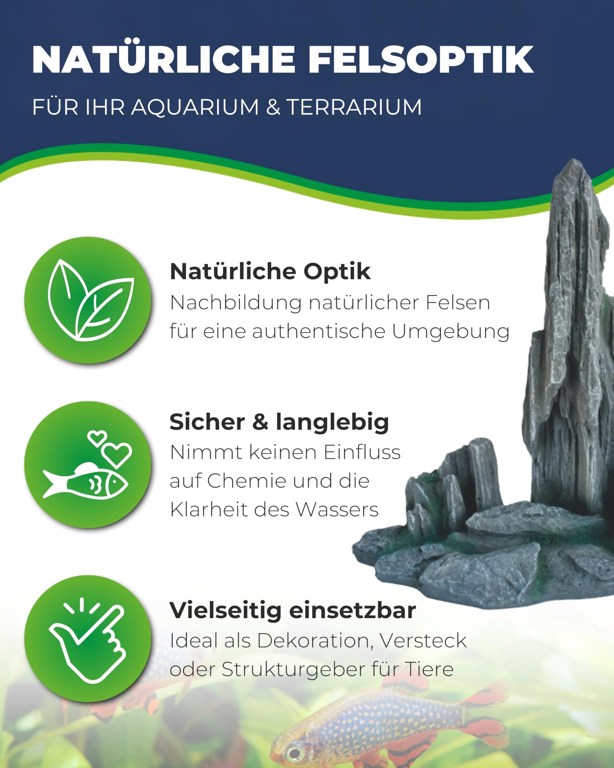 HOBBY Aquaristik Guilin Rock 3 I 27 x 15 x 29 cm I künstlicher Stein für Aquarien I Aquarium Deko I naturgetreue Dekoration für Aquarien und Terrarien I Nachbildung natürlicher Felsen