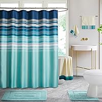 Vista 8 de WPM - Juego de alfombras de baño y cortina de ducha con estampado de leopardo animal, alfombra de baño absorbente de lujo, alfombra de contorno