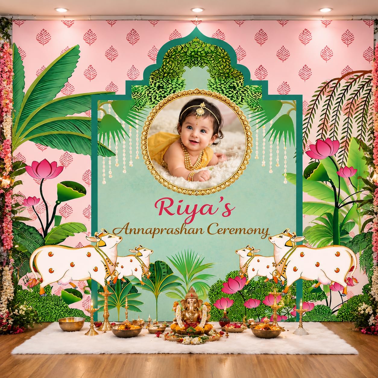 Annaprashan Ceremony Customised Backdrop Banner For Rice Feeding Event-image-15