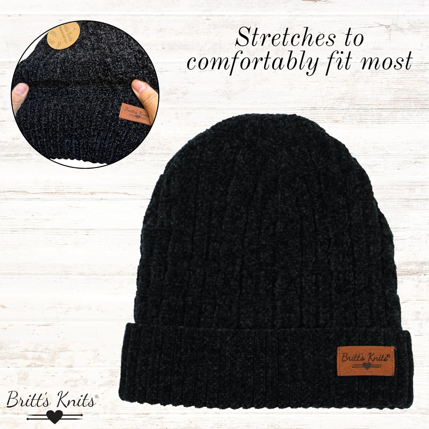 Britt's Knits Women's Soft Chenille Plush-Lined Thick Knit Cold Weather Hat Ski Cuff Cap - Image 3