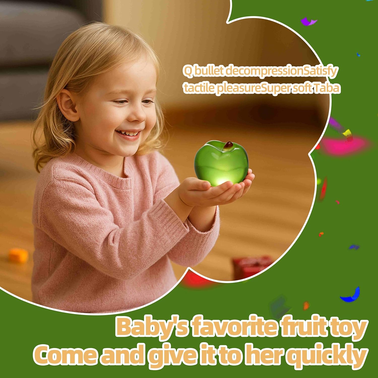 Handmade Silicon Taba Clear Apple Squishy Clear Apple，Safe & Non-Toxic Sticky Mochi Squishy Fidget Stress-Relief Squeeze Toys for Kids & Adults Relaxation & Sensory Play