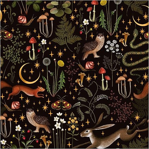 UniGoos Papel tapiz de vinilo retro autoadhesivo, caracoles, papel de pared temporal, fondo negro, papel de contacto decorativo para habitación de