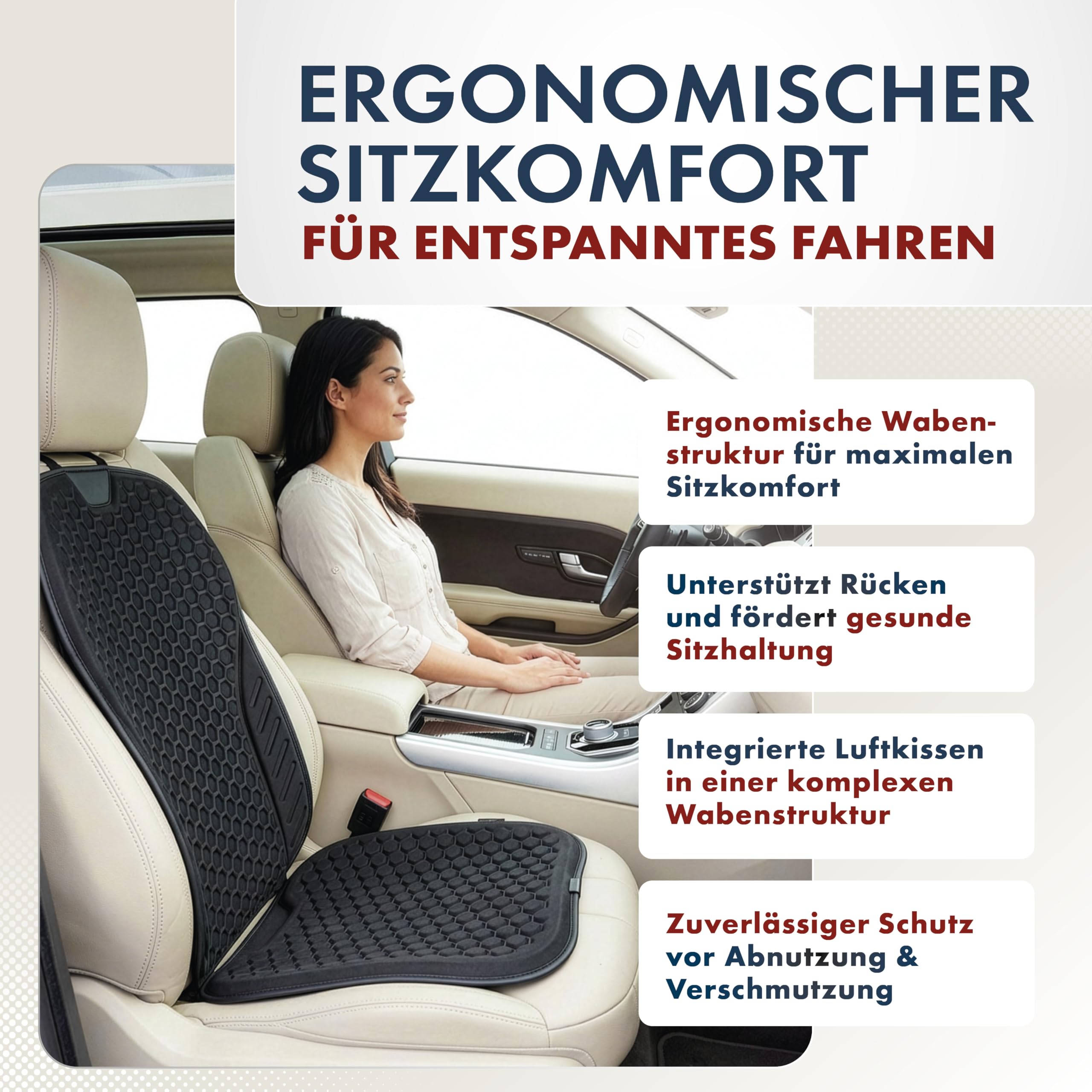 WALSER Premium Sitzauflage Auto Avero, 1 Sitzschoner Auto schwarz, ergonomische Autositzauflage für bequemes Fahren, 1 Stück Sitzkissen PKW Vordersitze, Schonbezug Autositz, Autositzauflage Vordersitz