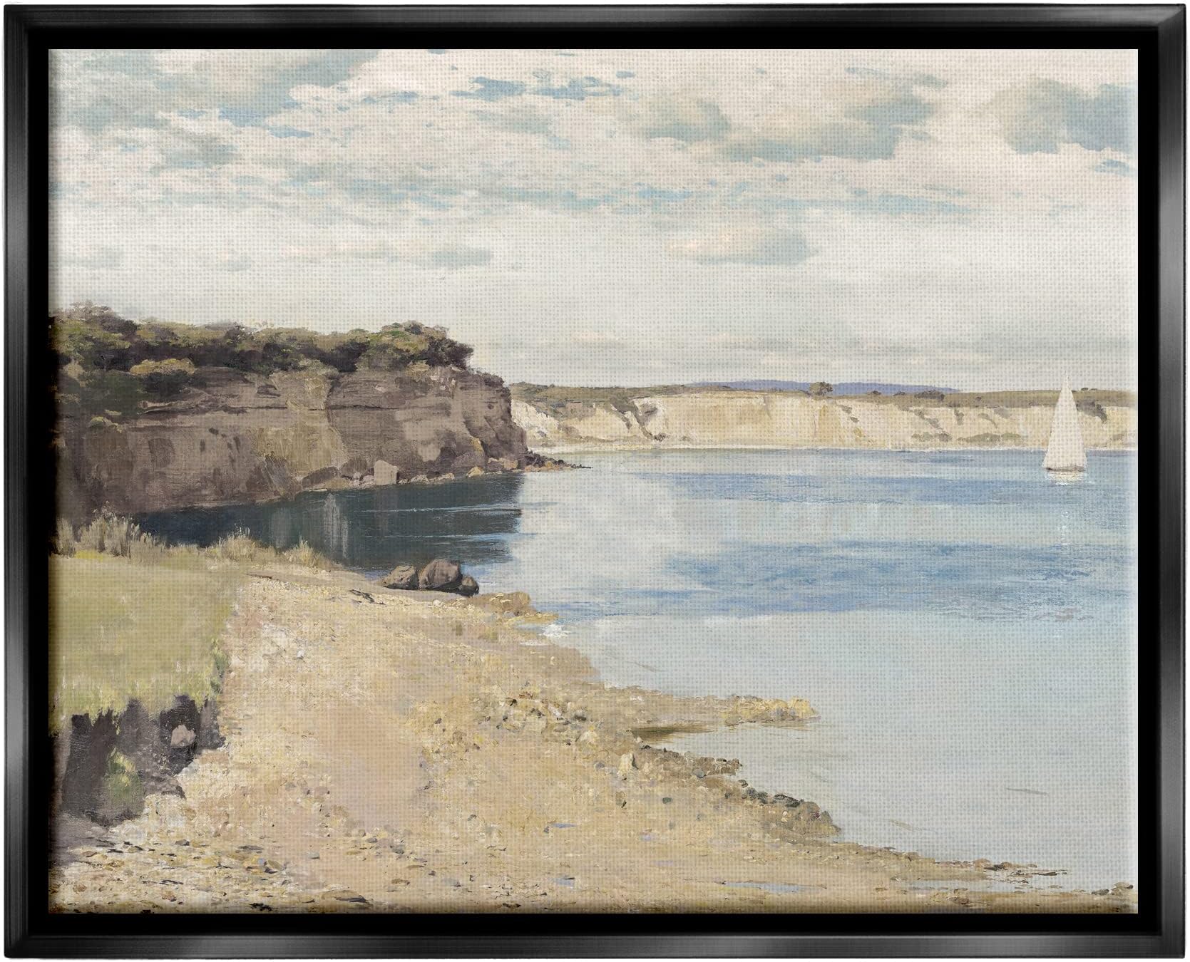 Stupell Industries Still Morning Oceanside Cliffs and a Sailboat Painting, Design by Christy McKee