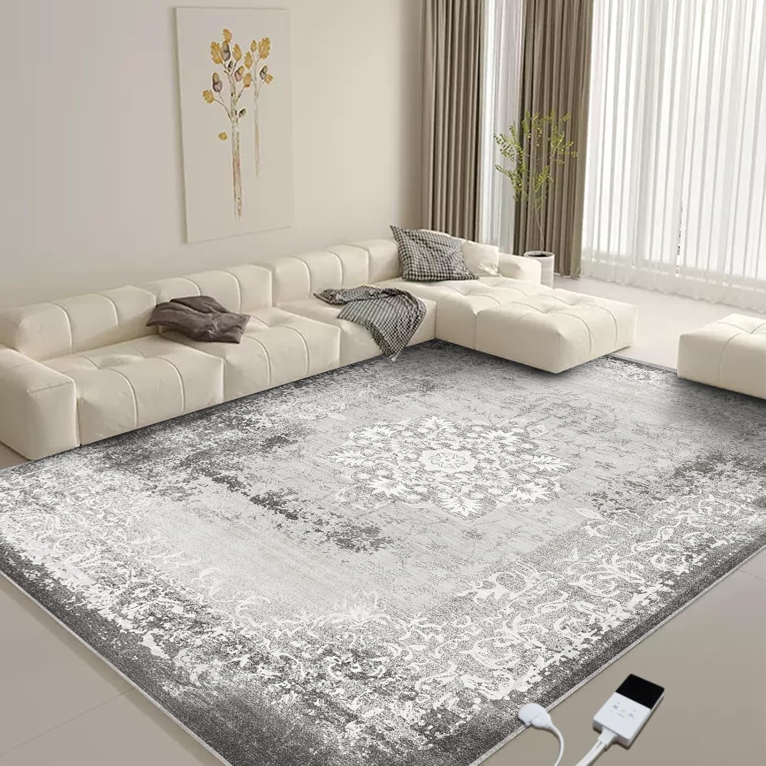 NujorWarm 220V240V Graphene Electric Heated Rug,Soft Plush