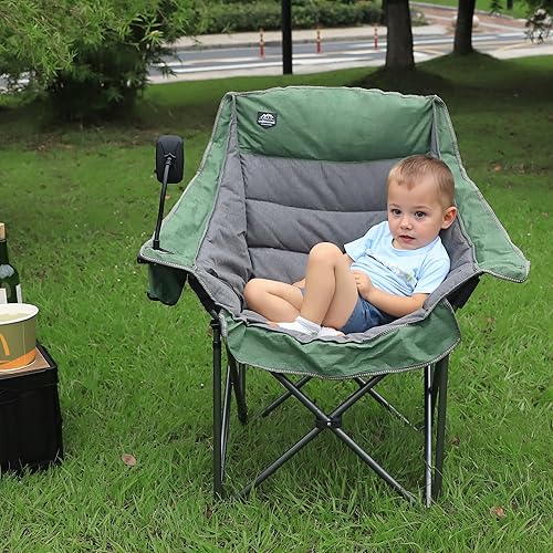 Miniatura 2 de Silla de campamento plegable XL de gran tamaño, soporte resistente de 400 libras, silla de campamento acolchada grande y cómoda para adultos, silla