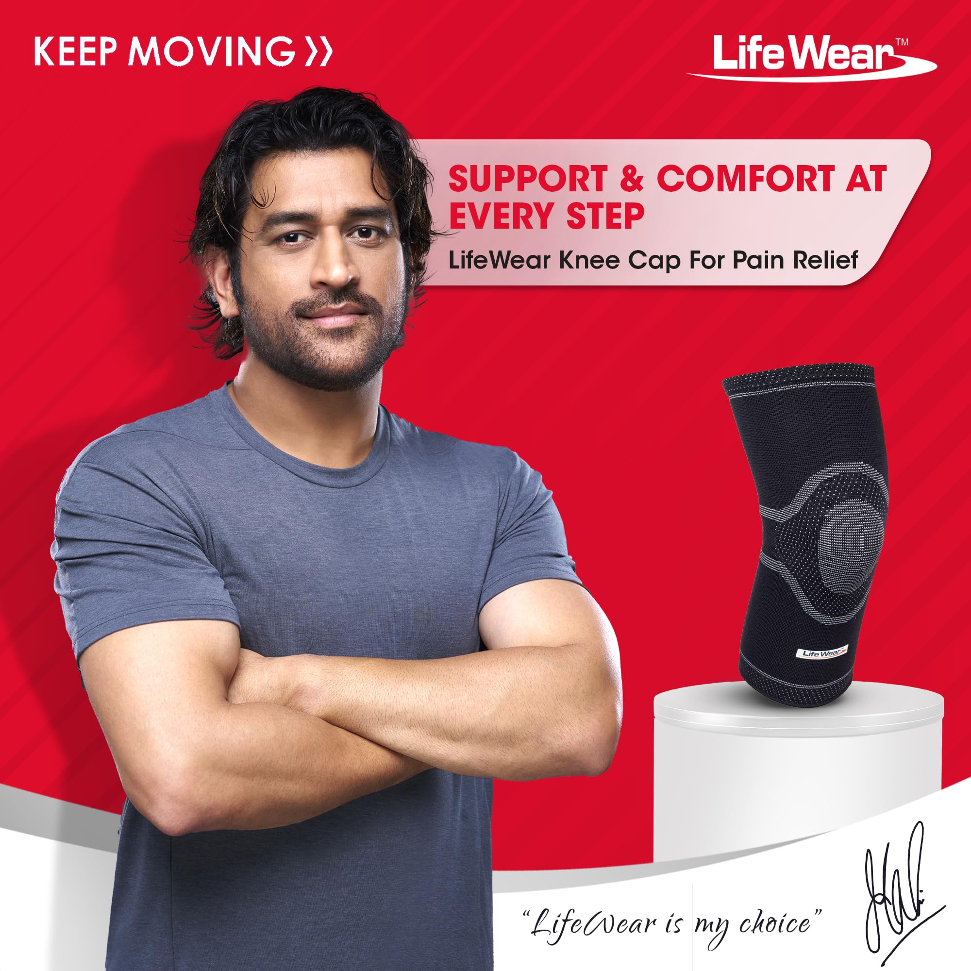 LifeWear Knee Cap, Knee Sleeves for Pain Relief, Provide Optimum Compression and Support During Gymming and Running, Lightweight and Stretchable, For Daily Activities, For Men and Women, Size (M) - Pack of 2 - Image 7 thumbnail