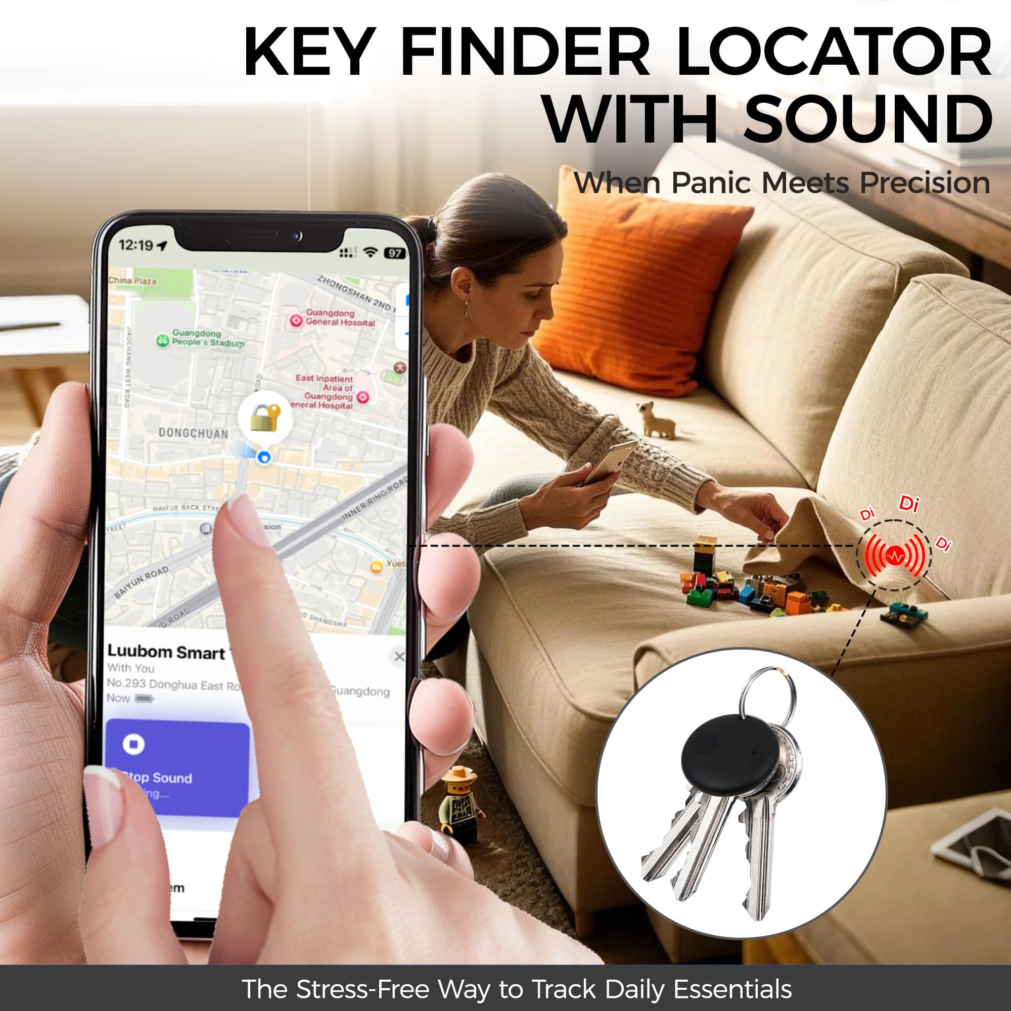 Lot de 2 étiquettes intelligentes IP66 jusqu'à 90 dB, fonctionne avec le tracker Bluetooth Apple Find My (iOS uniquement) pour clés, sacs, animaux domestiques