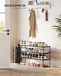SONGMICS Raquette de chaussures, 3-Tier Organisateur de chaussures, étagère de rangement robuste, droit ou en bas, pour 16-20 paires, empilables, pour entrée, 30 x 92 x 55 cm, noir ULSA303B02 | Organisateur de chaussures empilables pour 16-20 paires, pour entrée, droite ou à l'envers, Bla
