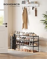 SONGMICS 3 szintes cipőtartó 16-20 pár cipőhöz, fém, fekete, 92 cm magas 2