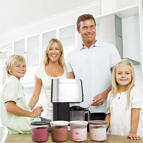 Miniatura 5 de HEARTH + ROVER Recipientes de repuesto para pintas y tapas de crema ninja, paquete de 4, tapas de color neutro, negromarrónbeigegris claro,