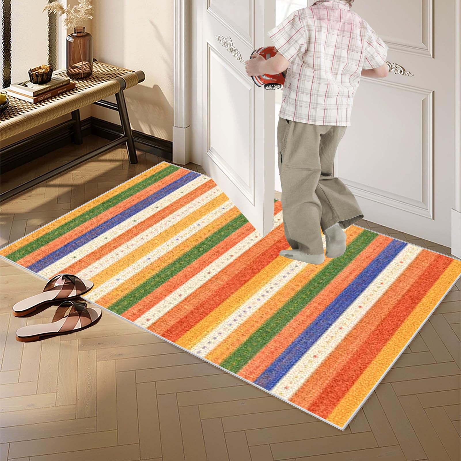 Dywan do długiego korytarza 110 x 400 cm Antypoślizgowy chodnik kuchenny Chłonny dywanik wejściowy, zmywalny dywanik kuchenny, chodnik do przedpokoju kuchni salonu sypialni