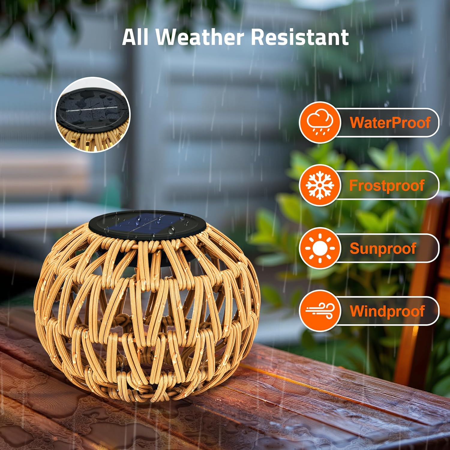 2 Pack Outdoor Solar Lanterns, Waterproof Rattan Solar Powered Lamp Decorative, Solar Garden Lights Birthday Gifts for Women, Outside Solar Lights for Yard, Pathway, Patio,Porch, Lawn Decor