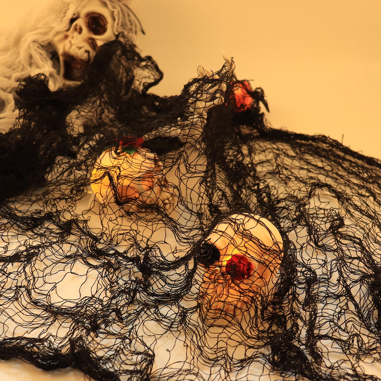 YuSaug Halloween Creepy Cloth, 6Pcs 30 x 72 Inch Scary Spooky Cloth Creepy Gauze with 12 bat Stickers - Image 3