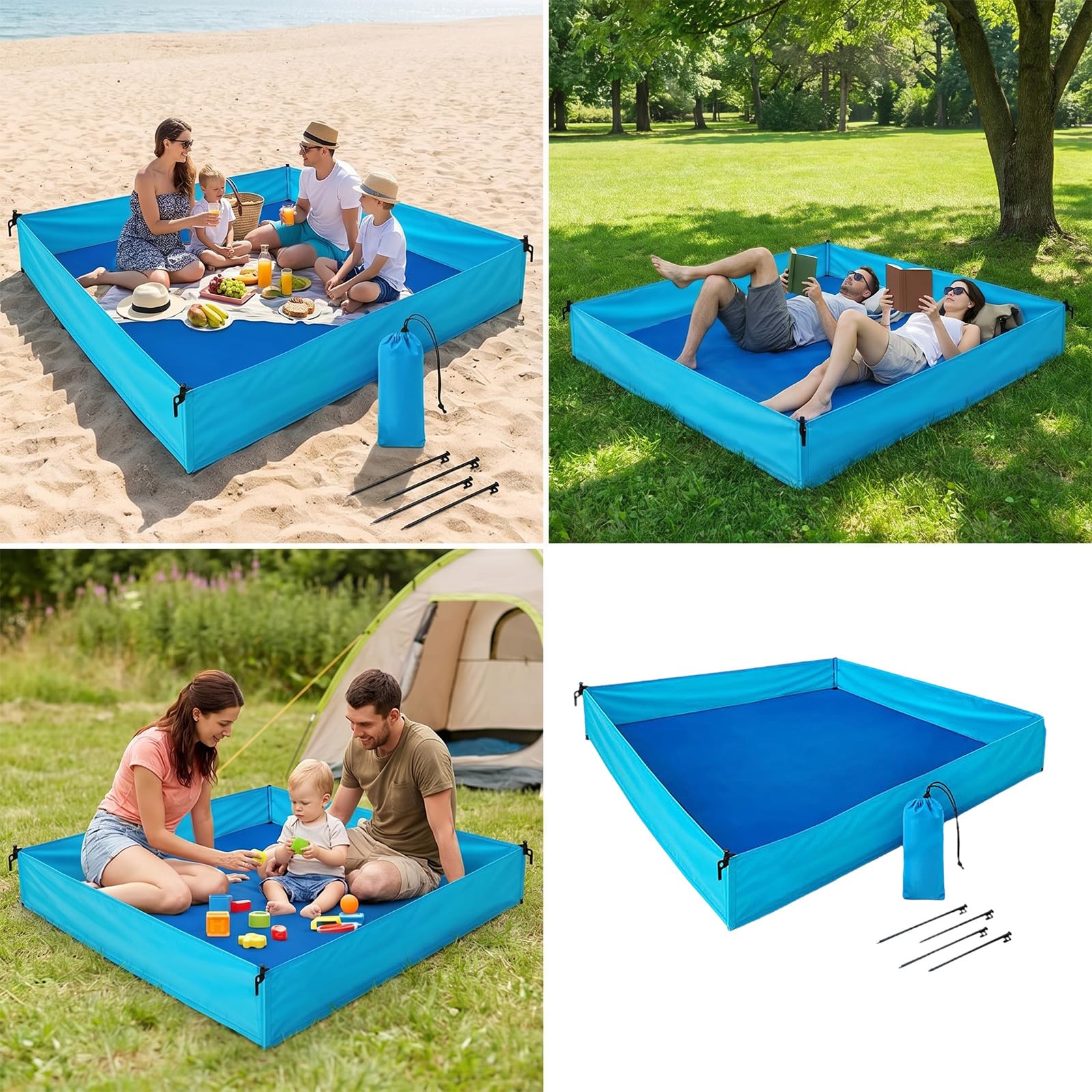 Esterilla antiarena avanzada para la zona de actividad de los niños. Tejido fuerte y anclaje al suelo resistente al viento Season Beach Essential Gear