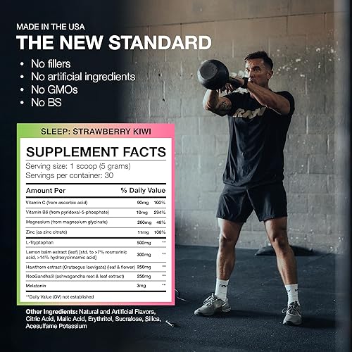 Miniatura 4 de RAW Suplemento natural para ayudar al sueño, potenciador de la relajación y apoyo del estado de ánimo con melatonina, magnesio, zinc, L-triptófano y