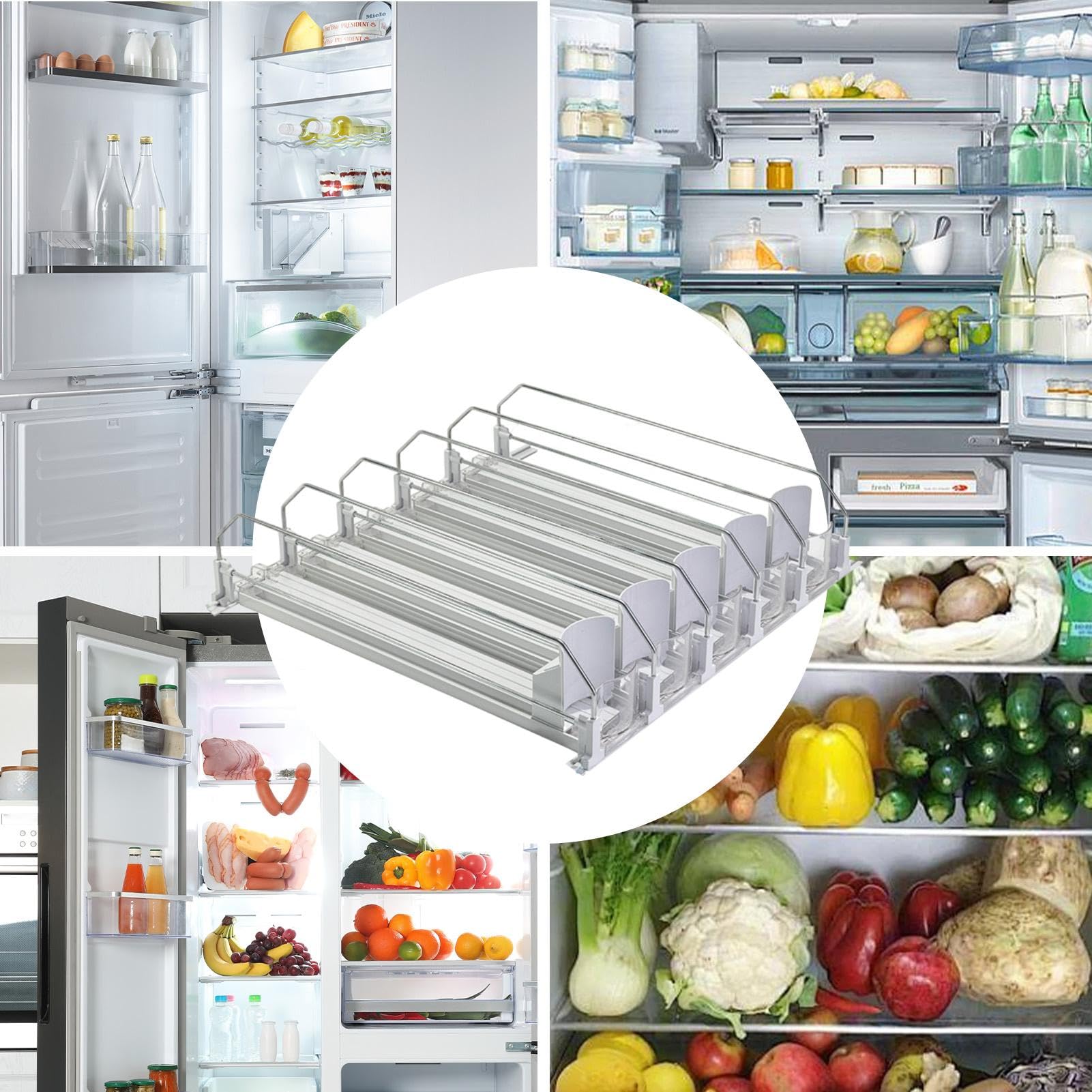 Dispenser per lattine di soda – Porta lattine per frigorifero | Organizzatore di lattine per bevande a 5 file, Organizzatore di stoccaggio di soda poco ingombrante, supporto per soda regolabile