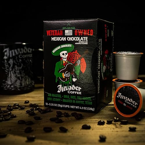 Miniatura 2 de Invader Cápsulas K-Cup de chocolate mexicano café tostado al aire comercio justo propiedad y operación de veteranos lotes pequeños café 100 arábica