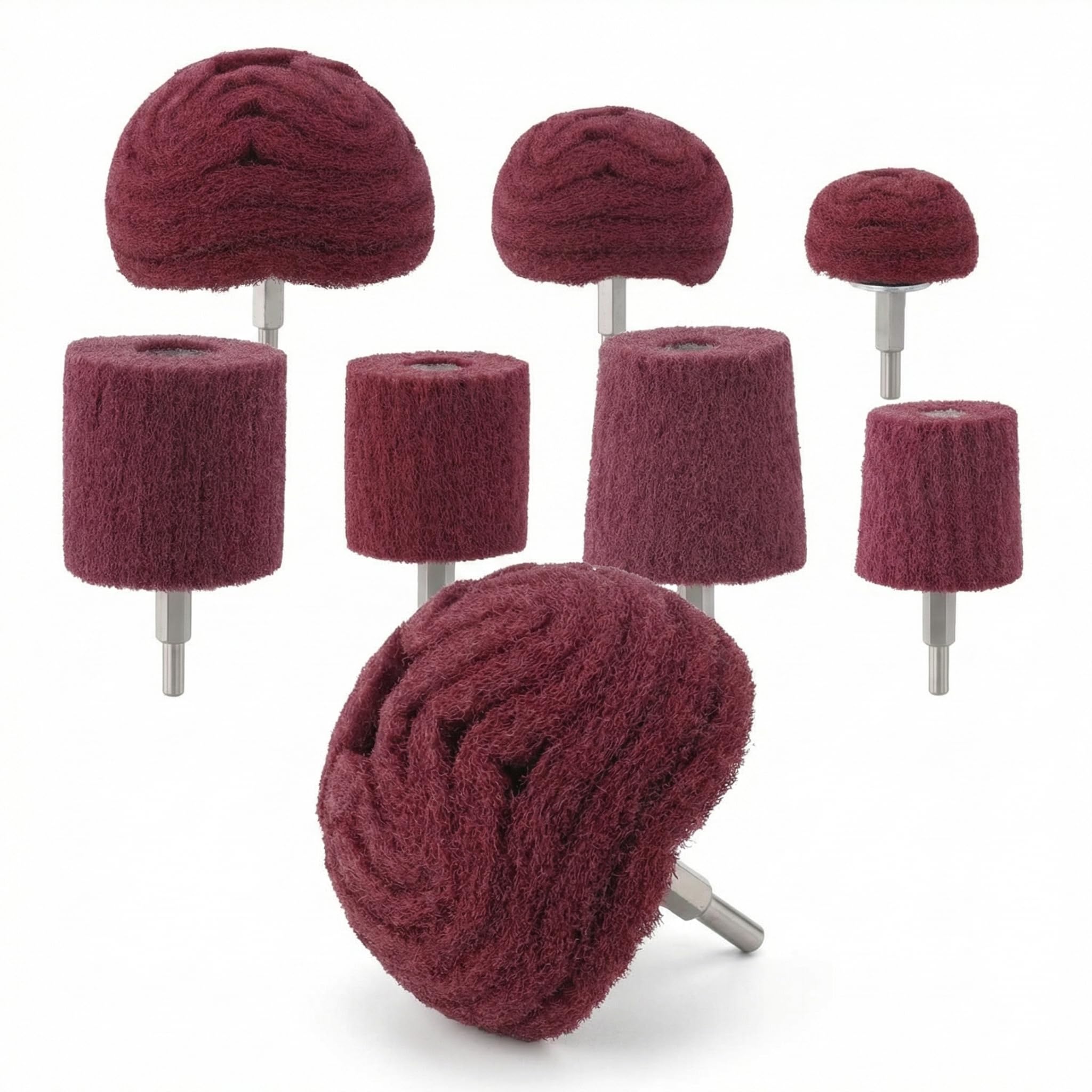 QWORK® 7 Pièces Tête de Polissage pour Perceuse, Grain 240, Poignée 1/4'', pour Polir le Métal et le Bois