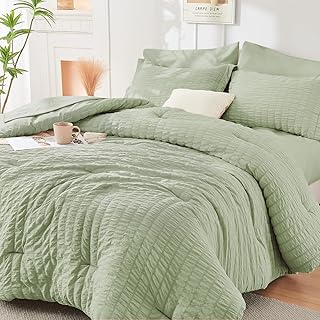 HYMOKEGEA Seersucker Green Comforter Set image