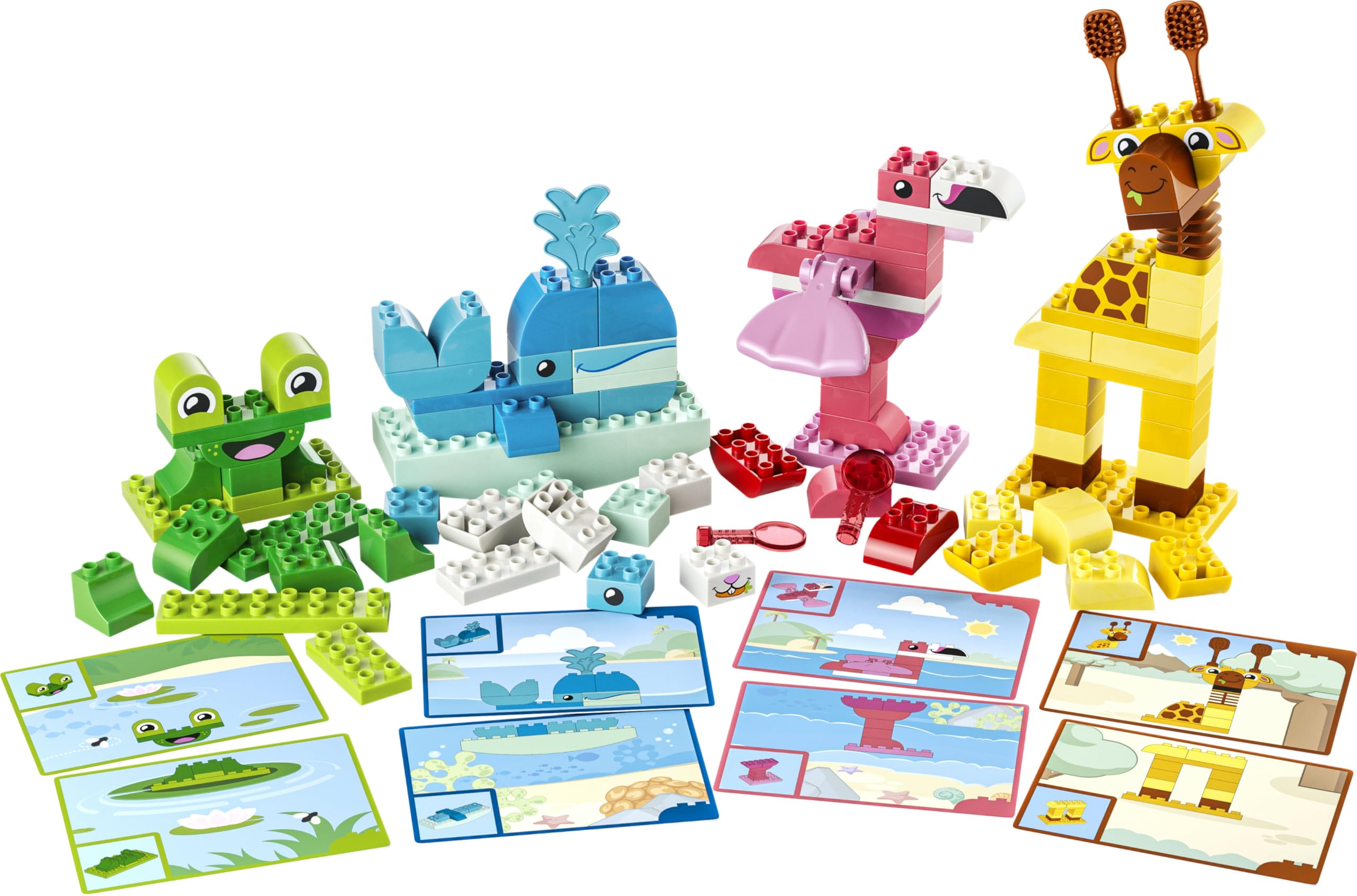 LEGO DUPLO Gioco di Costruzione degli Animali - Giochi Didattici per la Classificazione dei Colori - Set Montessori con Personaggi e Carte - Regalo di Compleanno per Bambini e Bambine da 3 Anni 10472