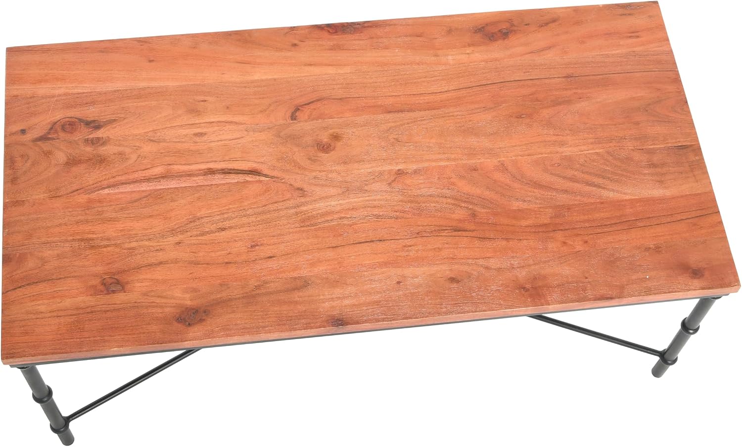 Creative Co-Op Saratoga Rustic Solid Wood and Metal Coffee Table, Warm Walnut Finish