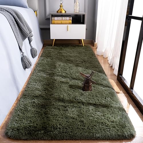 Miniatura 2 de Alfombra de pasillo para dormitorio, 2 x 6 pies, suave, esponjosa, para habitación de niñas y niños, alfombra lanuda de felpa con parte inferior