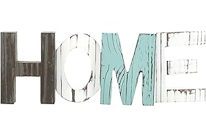 MyGift Teal Blue Wood HOME Sign