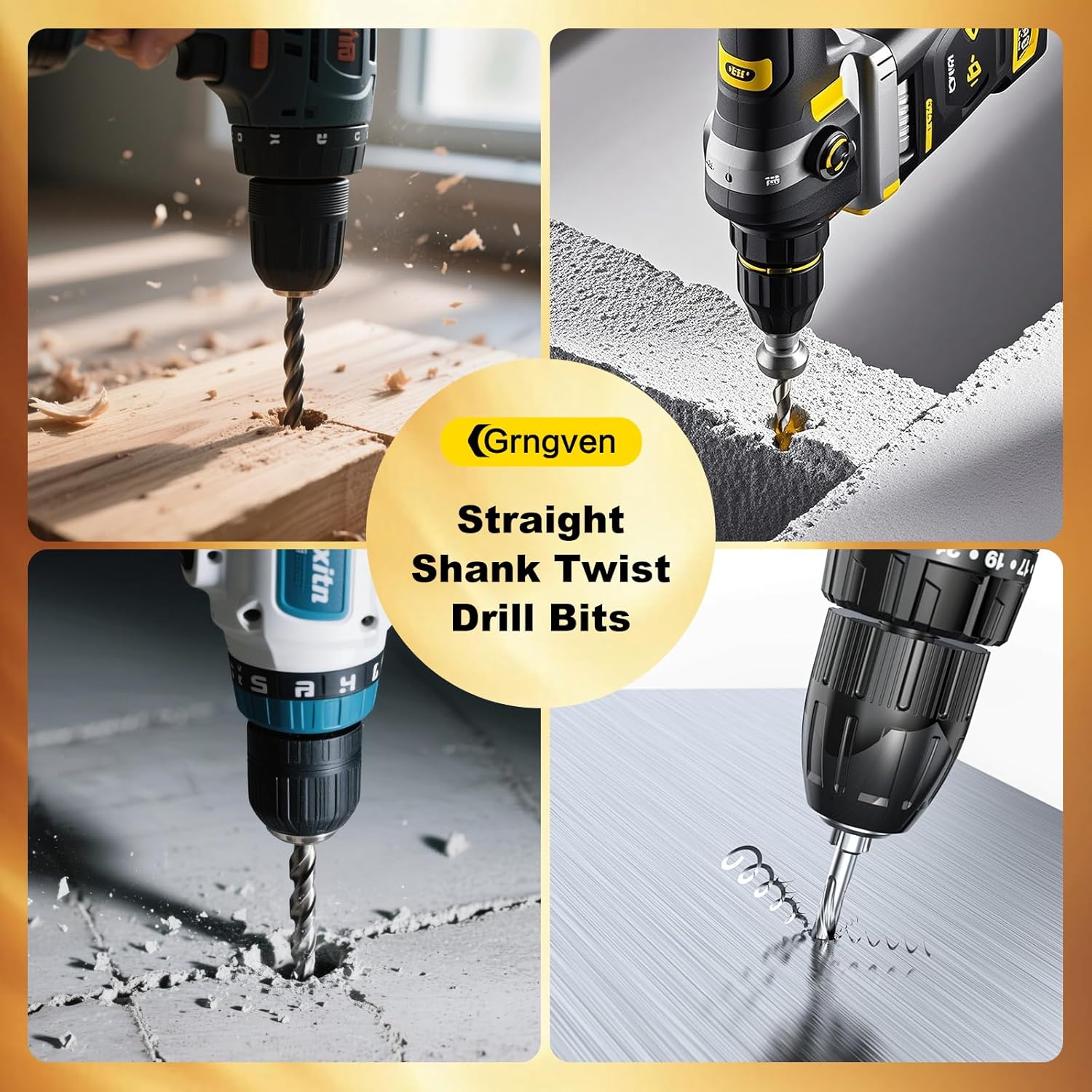7mm Straight Shank Drill Bits 2pcs 4341 High-Speed Stee Black and Gold Finish for Copper Stainless Steel Alloy Metal Wood